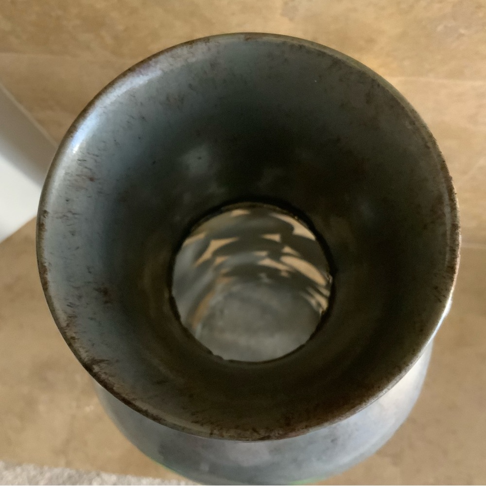 Large 29" retro bohemian 1950’s antique vintage steel metal vase - Picture 6 of 8